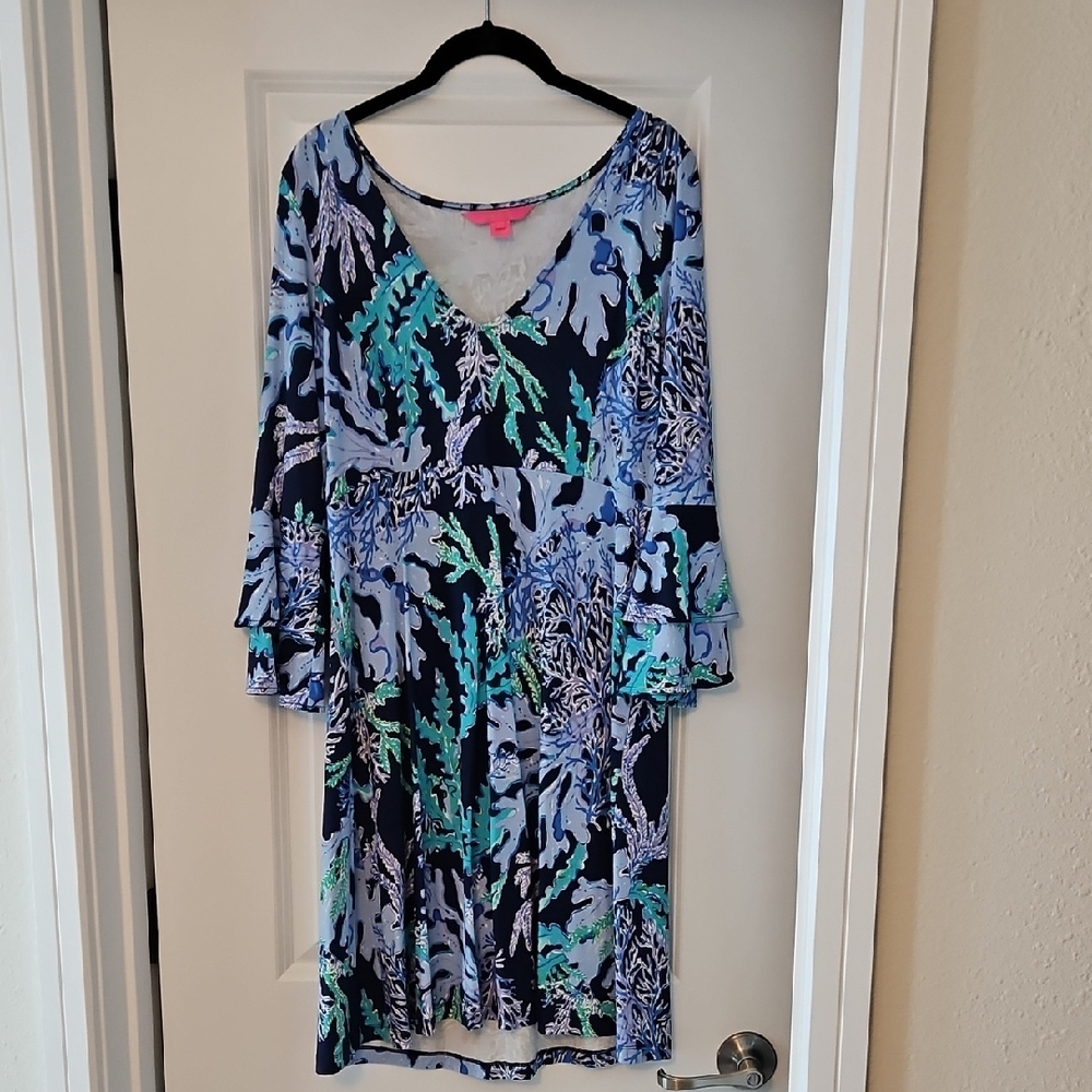 Lilly Pulitzer Blue and Green Floral Dress